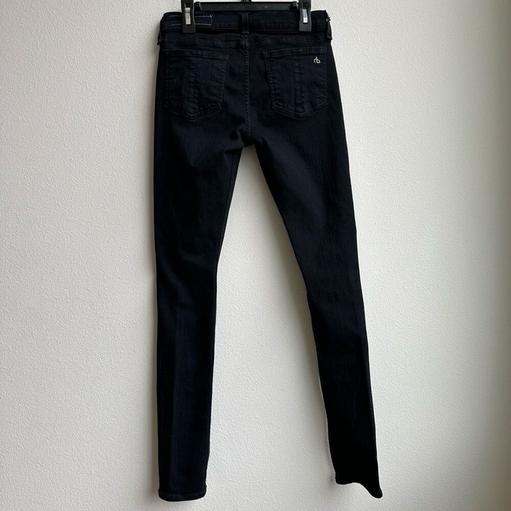 Rag & Bone Women’s Skinny Stretch Mid Rise Black Jeans Size 26 Distressed Knee - Picture 6 of 8